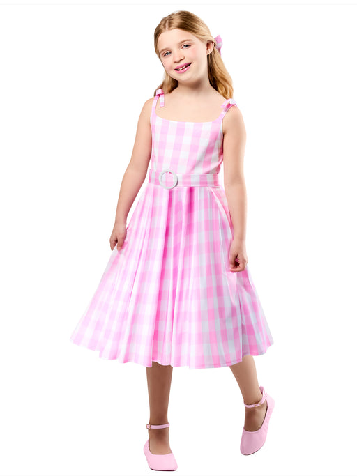 Girls' Barbie Movie Perfect Day Pink Gingham Dress - costumesupercenter.com