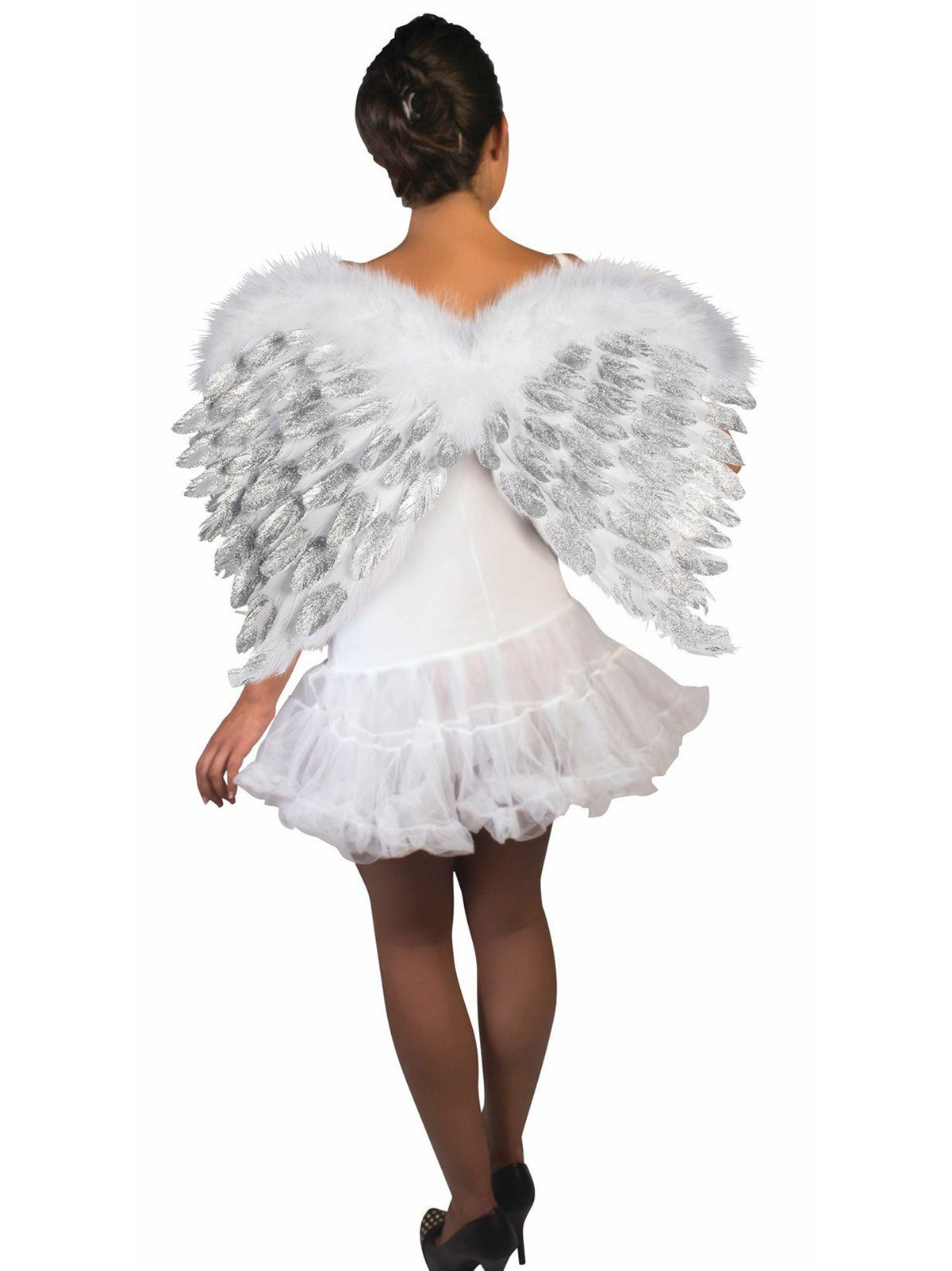 White Feather Angel Wings with Glitter for Adults — Costume Super Center