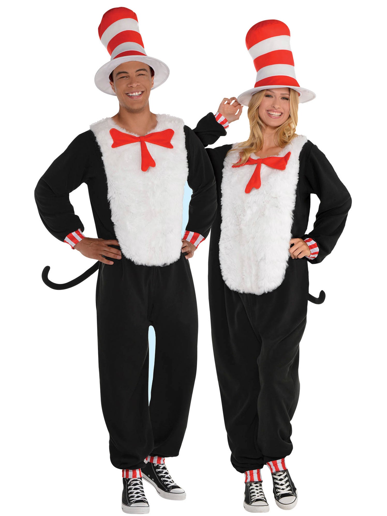 Dr. Seuss Adult Cat In The Hat Jumpsuit Costume — Costume Super Center