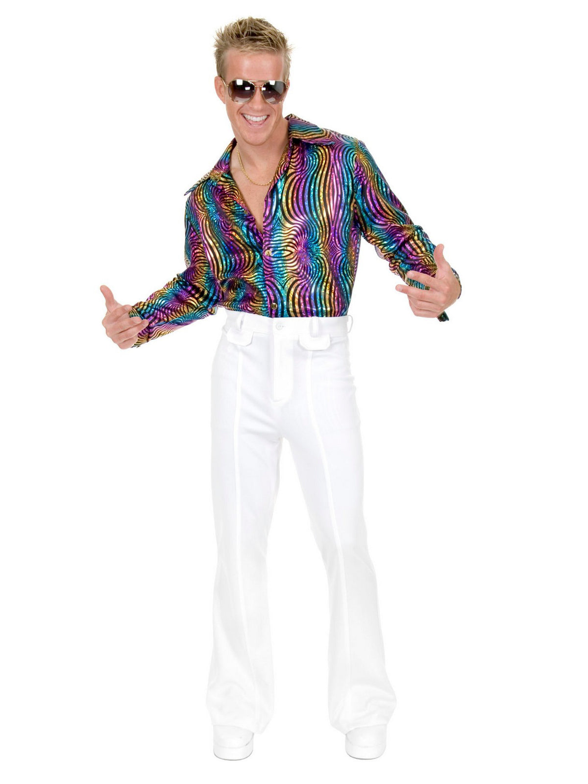 Rainbow Swirl Disco Shirt for Men — Costume Super Center