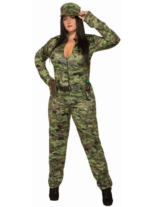 Sexy Adult Army Jumpsuit And Hat - Plus — Costume Super Center