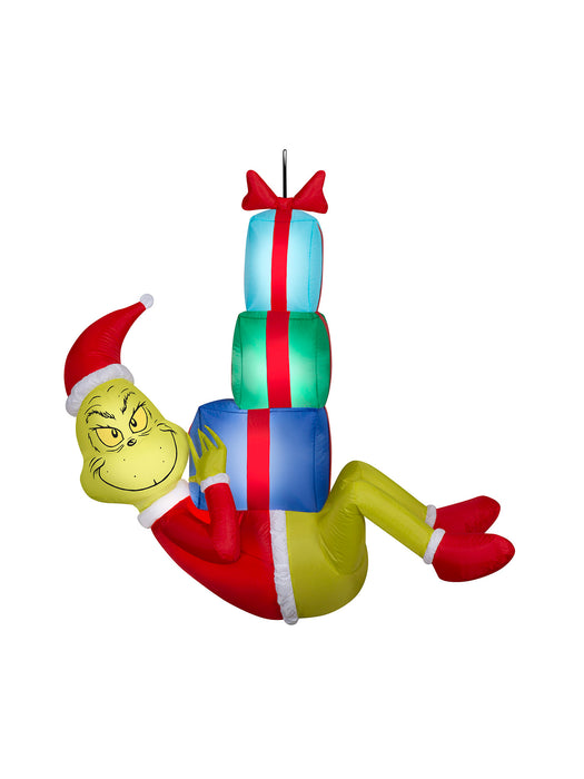 4 Foot Dr. Seuss The Grinch Hanging with Presents Light Up Christmas Inflatable Lawn Decoration - costumesupercenter.com