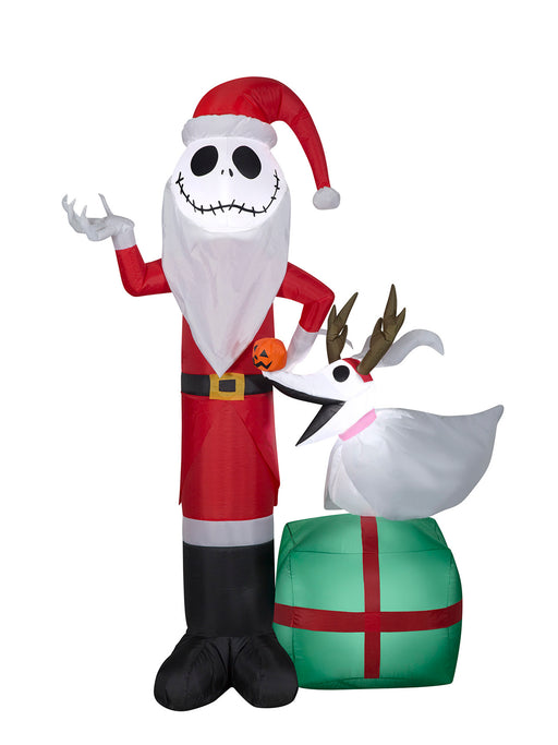 5 Foot The Nightmare Before Christmas Jack Skellington and Zero Light Up Inflatable Lawn Decoration - costumesupercenter.com