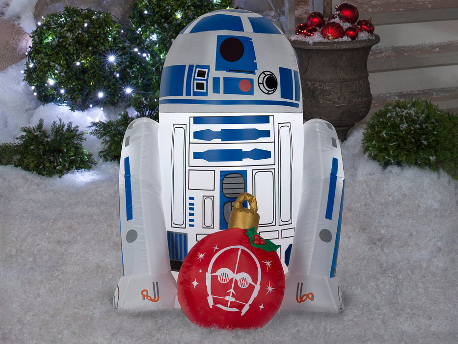 3 Foot Star Wars R2-D2 with Ornament Light Up Christmas Inflatable Lawn Decoration - costumesupercenter.com