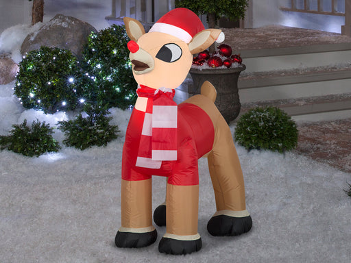 3.5 Foot Rudolph the Red-Nosed Reindeer Light Up Christmas Inflatable Lawn Decoration - costumesupercenter.com