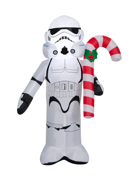 3.5 Foot Star Wars Stormtrooper with Candy Cane Light Up Christmas Inflatable Lawn Decoration - costumesupercenter.com