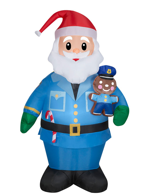 7 Foot Police Officer Santa Light Up Christmas Inflatable Lawn Decoration - costumesupercenter.com