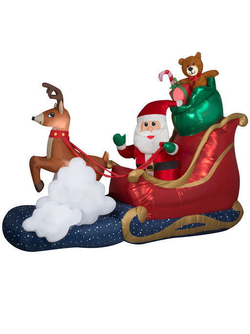 9.5 Foot Santa's Sleigh Light Up Christmas Inflatable Lawn Decoration - costumesupercenter.com