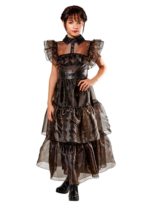 Girls' Wednesday Addams Nevermore Academy Rave'n Dance Dress - costumesupercenter.com