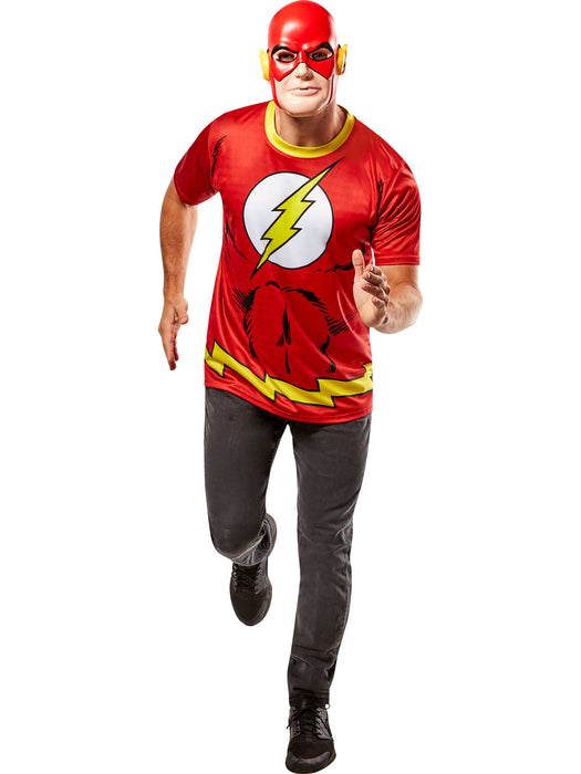 Men's DC Comics Ben Cooper Flash T-Shirt and Half Mask - costumesupercenter.com