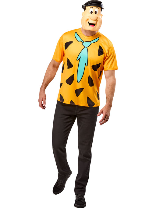 Men's The Flintstones Ben Cooper Fred Flintstone T-Shirt and Half Mask - costumesupercenter.com