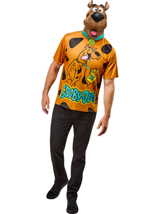 Men's Ben Cooper Scooby Doo T-Shirt and Half Mask - costumesupercenter.com