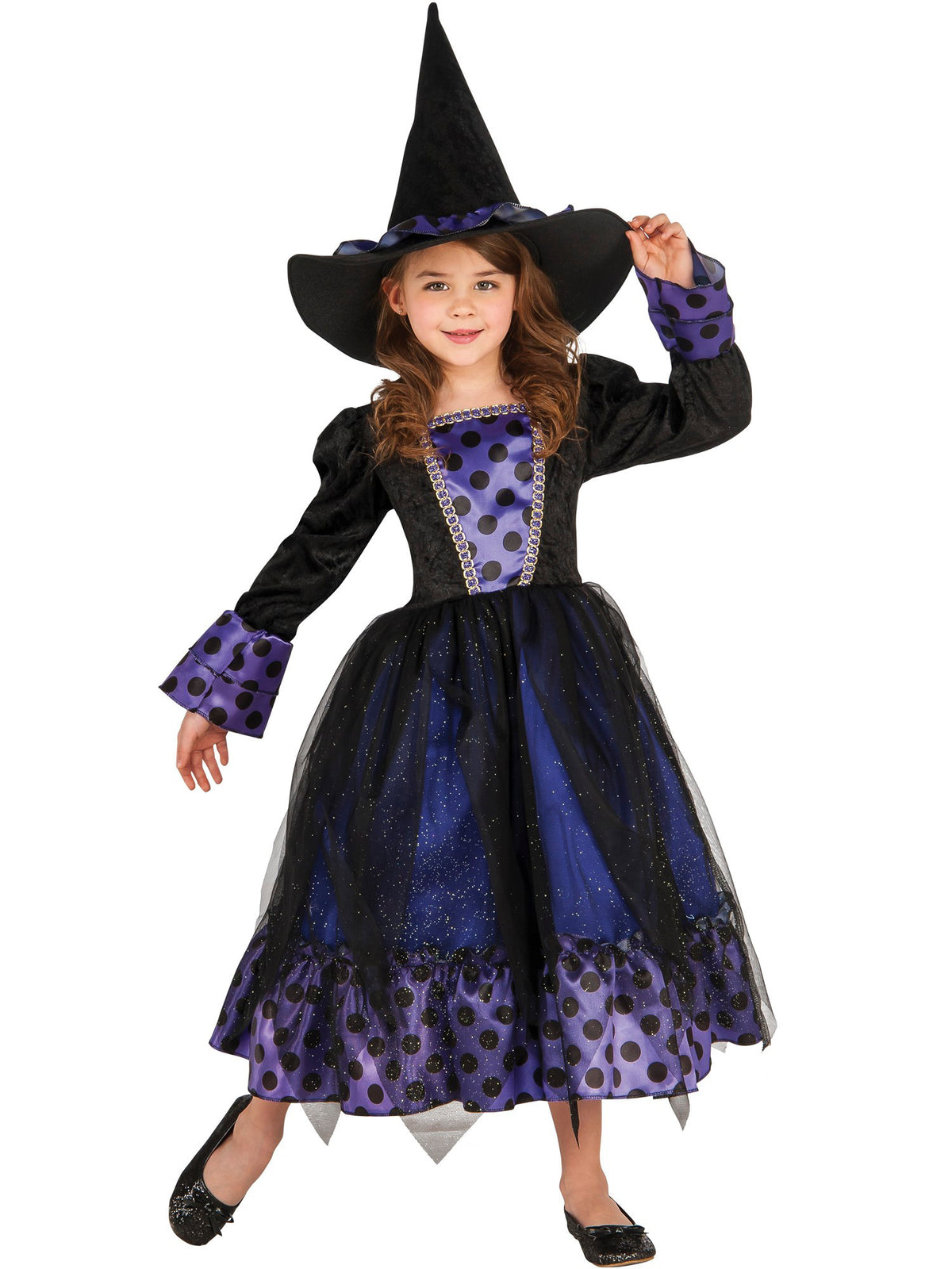 Girls Purple Witch Dot Costume — Costume Super Center