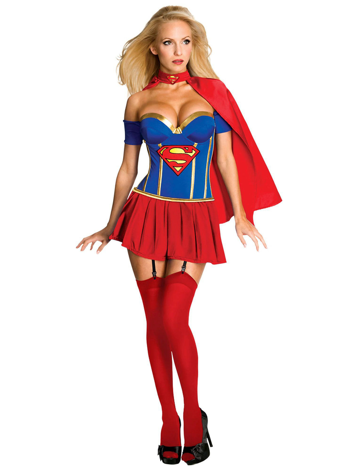 Superman Supergirl Costume for Adults, Size Large, Includes a Dress with an  Attached Cape and Leg Warmers